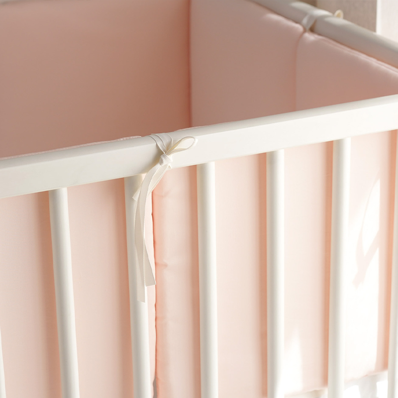11.8 Inches 3D Cotton Fulfill 60-count Silk Satin Luxury Soft 3cm Thick with Ties For Crib - Soft Pink