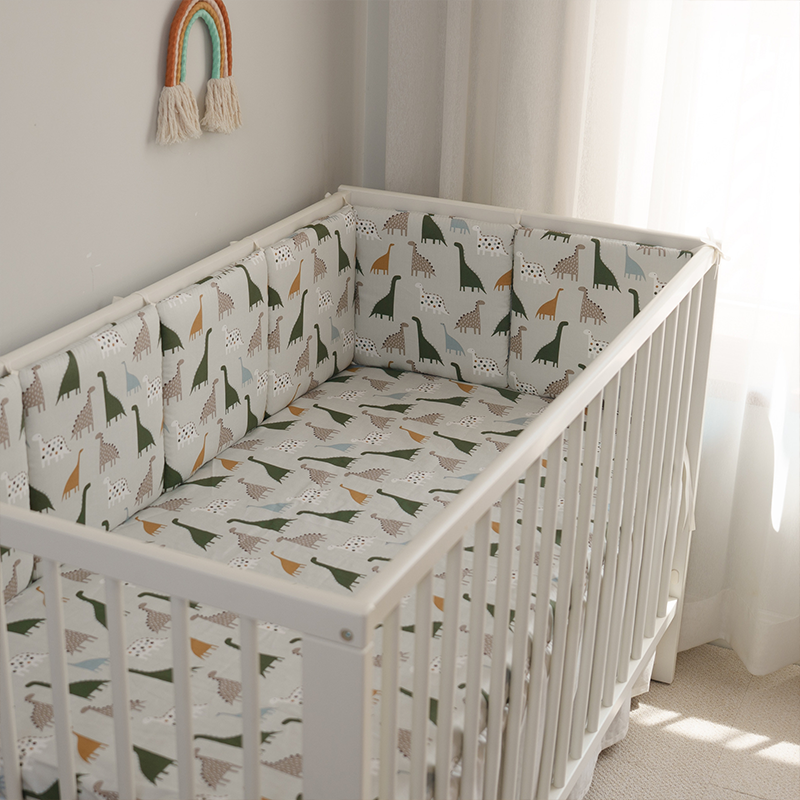 11.8 Inches 3D Cotton Fulfill Gauze A/B Side 3cm Thick with Ties For Crib - Dinosaur