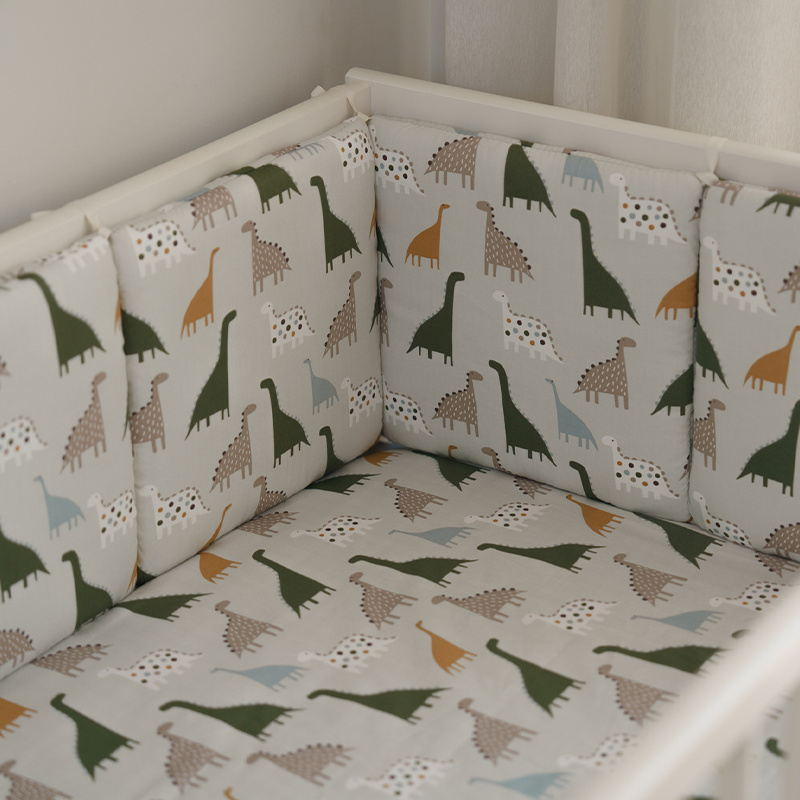 11.8 Inches 3D Cotton Fulfill Gauze A/B Side 3cm Thick with Ties For Crib - Dinosaur