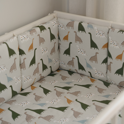 11.8 Inches 3D Cotton Fulfill Gauze A/B Side 3cm Thick with Ties For Crib - Dinosaur