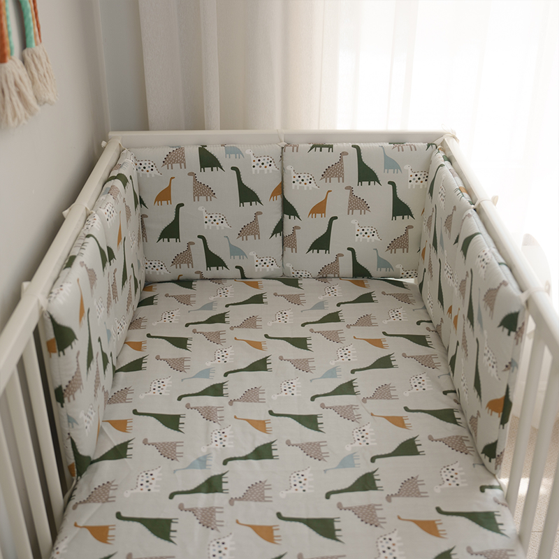11.8 Inches 3D Cotton Fulfill Gauze A/B Side 3cm Thick with Ties For Crib - Dinosaur