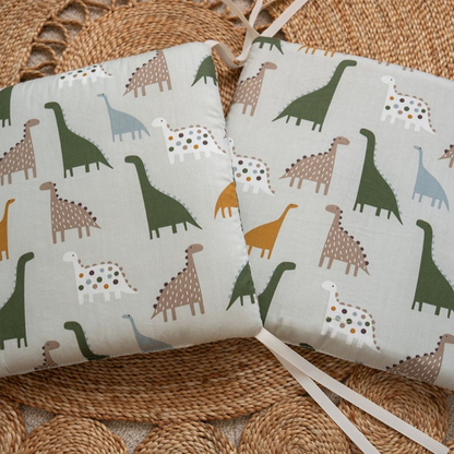 11.8 Inches 3D Cotton Fulfill Gauze A/B Side 3cm Thick with Ties For Crib - Dinosaur