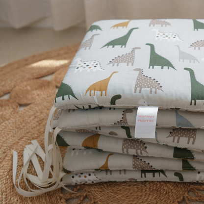 11.8 Inches 3D Cotton Fulfill Gauze A/B Side 3cm Thick with Ties For Crib - Dinosaur
