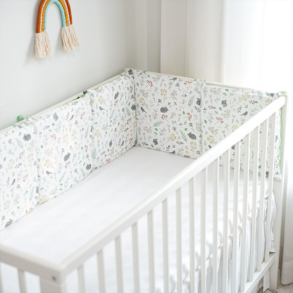 11.8 Inches 3D Cotton Fulfill Gauze A/B Side 3cm Thick with Ties For Crib - Green Rabbit