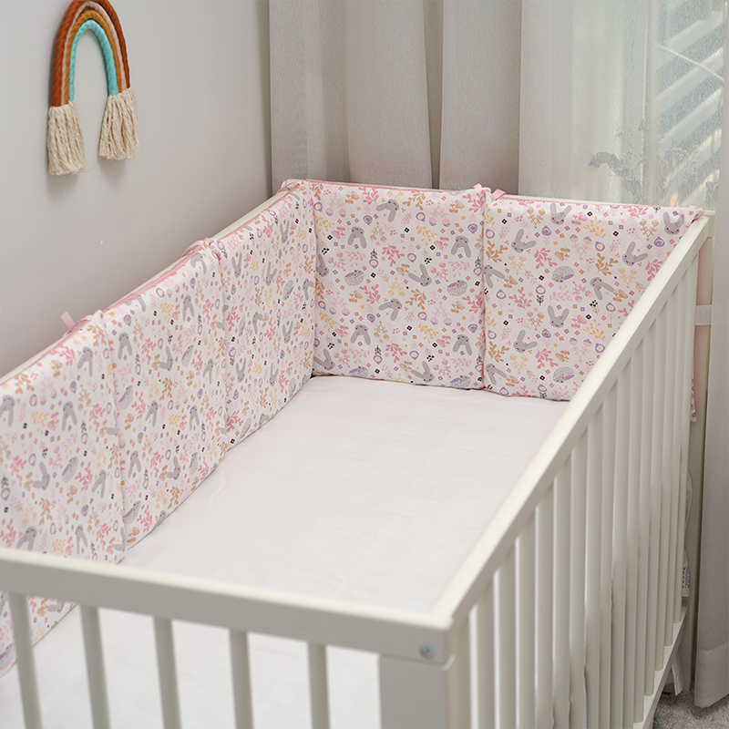 11.8 Inches 3D Cotton Fulfill Gauze A/B Side 3cm Thick with Ties For Crib - Stripe Rabbit