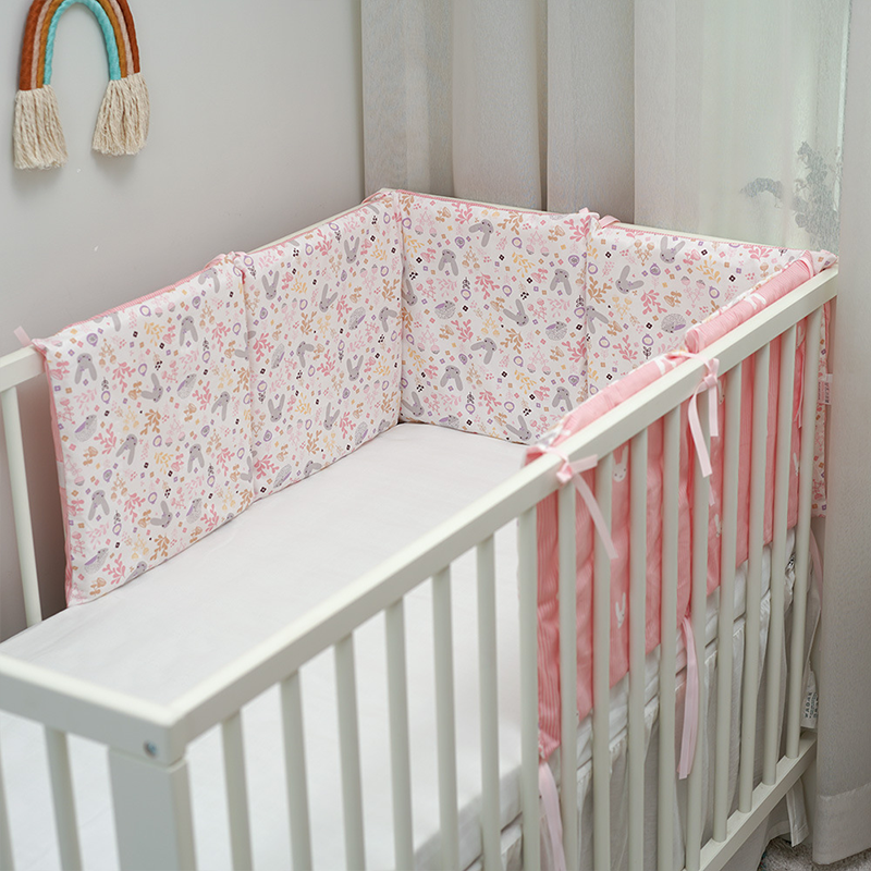 11.8 Inches 3D Cotton Fulfill Gauze A/B Side 3cm Thick with Ties For Crib - Stripe Rabbit