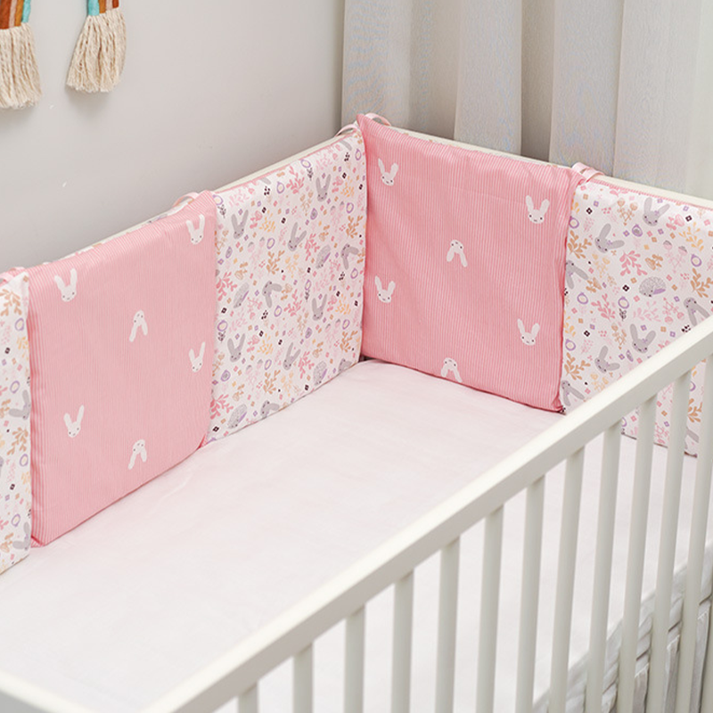11.8 Inches 3D Cotton Fulfill Gauze A/B Side 3cm Thick with Ties For Crib - Stripe Rabbit