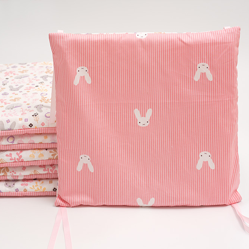 11.8 Inches 3D Cotton Fulfill Gauze A/B Side 3cm Thick with Ties For Crib - Stripe Rabbit