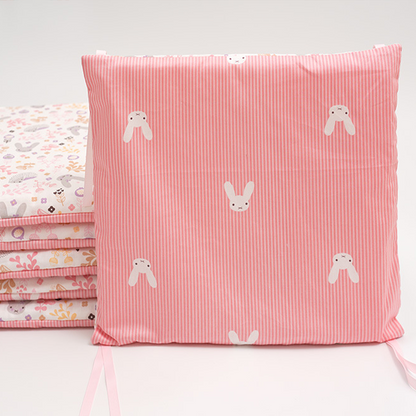 11.8 Inches 3D Cotton Fulfill Gauze A/B Side 3cm Thick with Ties For Crib - Stripe Rabbit