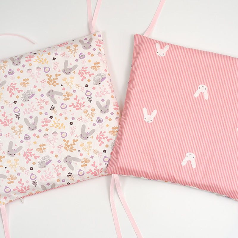 11.8 Inches 3D Cotton Fulfill Gauze A/B Side 3cm Thick with Ties For Crib - Stripe Rabbit