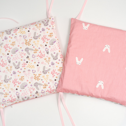 11.8 Inches 3D Cotton Fulfill Gauze A/B Side 3cm Thick with Ties For Crib - Stripe Rabbit