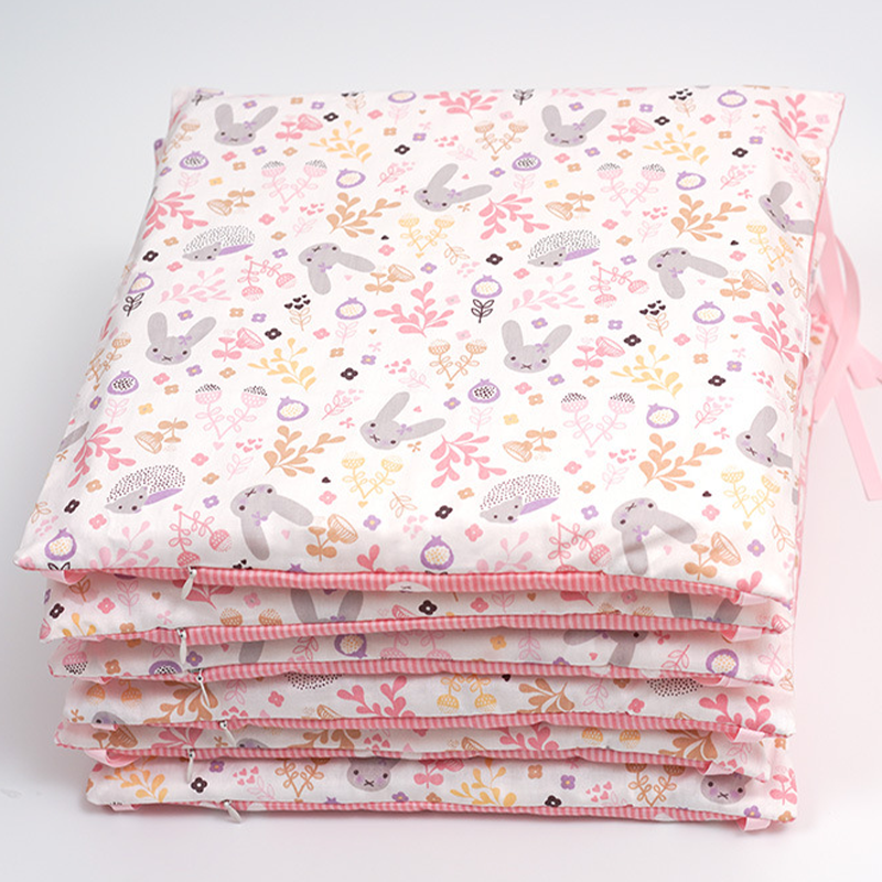 11.8 Inches 3D Cotton Fulfill Gauze A/B Side 3cm Thick with Ties For Crib - Stripe Rabbit