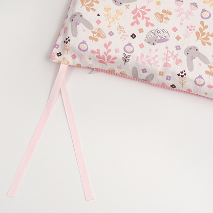 11.8 Inches 3D Cotton Fulfill Gauze A/B Side 3cm Thick with Ties For Crib - Stripe Rabbit