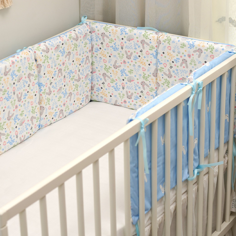 11.8 Inches 3D Cotton Fulfill Gauze A/B Side 3cm Thick with Ties For Crib - Stripe Rabbit