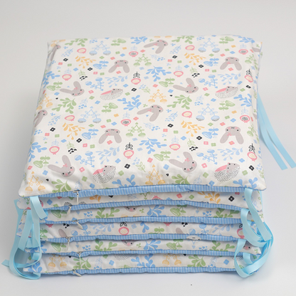 11.8 Inches 3D Cotton Fulfill Gauze A/B Side 3cm Thick with Ties For Crib - Stripe Rabbit