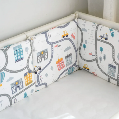 11.8 Inches 3D Cotton Fulfill Gauze A/B Side 3cm Thick with Ties For Crib - Cars