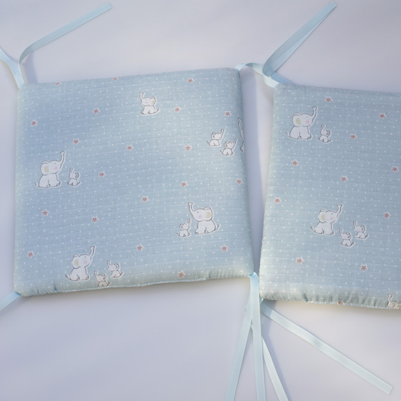 11.8 Inches 3D Cotton Fulfill Gauze A/B Side 3cm Thick with Ties For Crib - Elephant