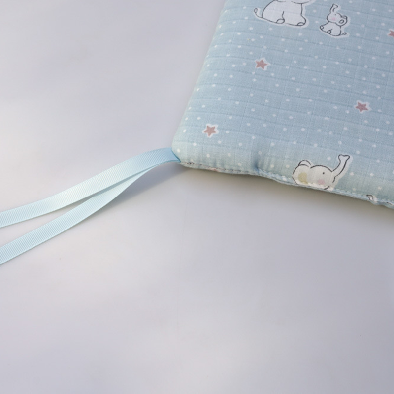 11.8 Inches 3D Cotton Fulfill Gauze A/B Side 3cm Thick with Ties For Crib - Elephant