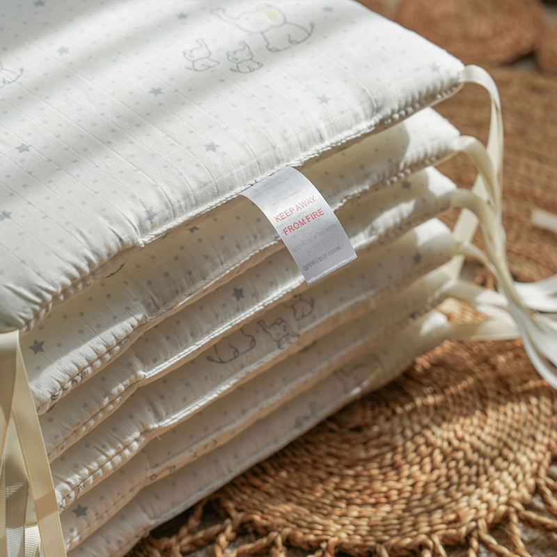 11.8 Inches 3D Cotton Fulfill Gauze A/B Side 3cm Thick with Ties For Crib - Elephant