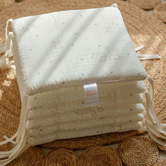 11.8 Inches 3D Cotton Fulfill Gauze A/B Side 3cm Thick with Ties For Crib - Elephant