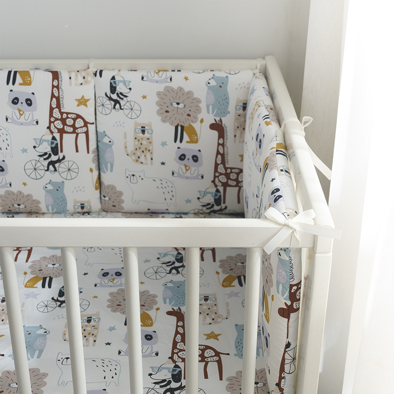 11.8 Inches 3D Cotton Fulfill Gauze A/B Side 3cm Thick with Ties For Crib - Happy Zoo