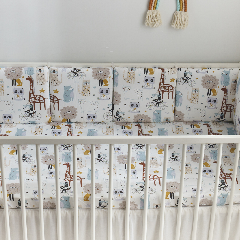 11.8 Inches 3D Cotton Fulfill Gauze A/B Side 3cm Thick with Ties For Crib - Happy Zoo