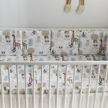11.8 Inches 3D Cotton Fulfill Gauze A/B Side 3cm Thick with Ties For Crib - Happy Zoo