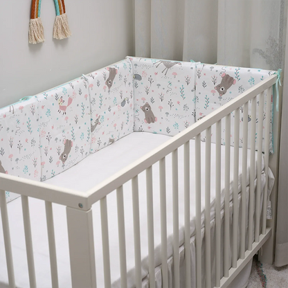 11.8 Inches 3D Cotton Fulfill Gauze A/B Side 3cm Thick with Ties For Crib - Mint Bear