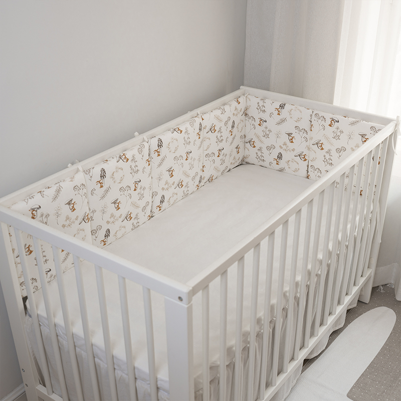 11.8 Inches 3D Cotton Fulfill Gauze A/B Side 3cm Thick with Ties For Crib - Mushroom Rabbit