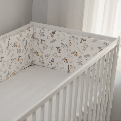 11.8 Inches 3D Cotton Fulfill Gauze A/B Side 3cm Thick with Ties For Crib - Mushroom Rabbit