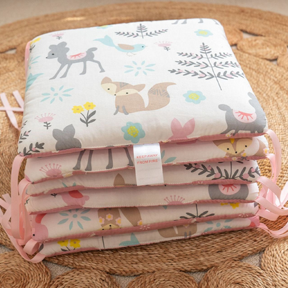 11.8 Inches 3D Cotton Fulfill Gauze A/B Side 3cm Thick with Ties For Crib - Pink Fox