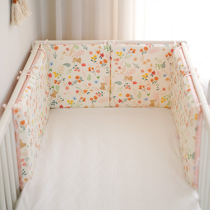 11.8 Inches 3D Cotton Fulfill Gauze A/B Side 3cm Thick with Ties For Crib - Rabbit Flower and Pink Animals