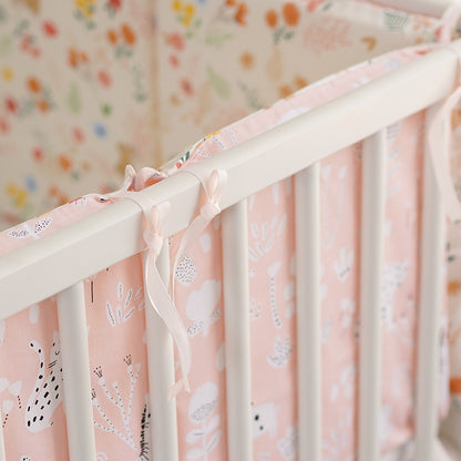 11.8 Inches 3D Cotton Fulfill Gauze A/B Side 3cm Thick with Ties For Crib - Rabbit Flower and Pink Animals