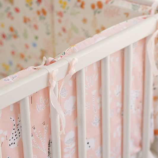 11.8 Inches 3D Cotton Fulfill Gauze A/B Side 3cm Thick with Ties For Crib - Rabbit Flower and Pink Animals