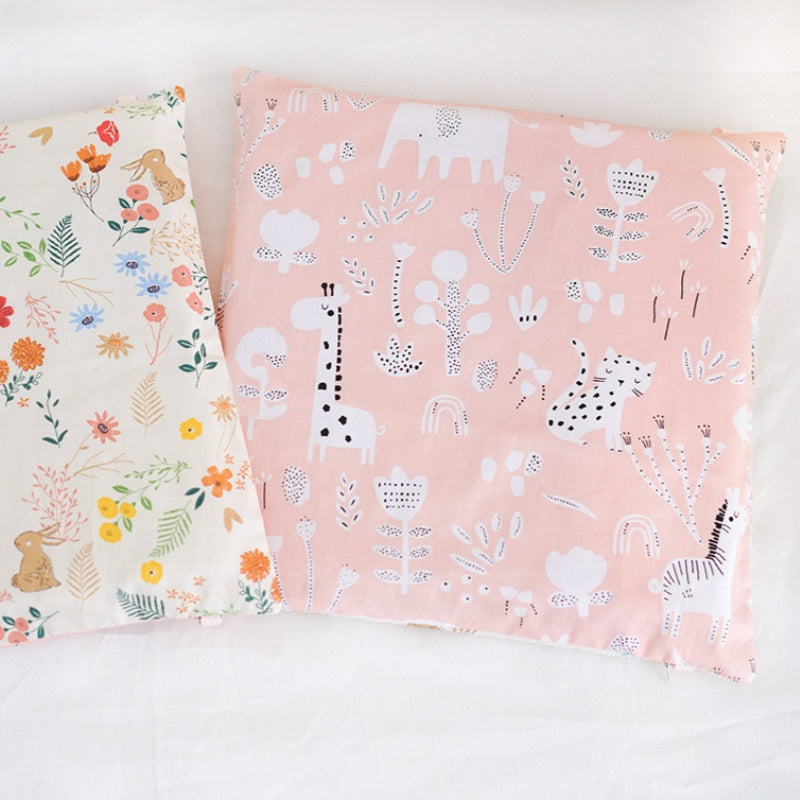 11.8 Inches 3D Cotton Fulfill Gauze A/B Side 3cm Thick with Ties For Crib - Rabbit Flower and Pink Animals