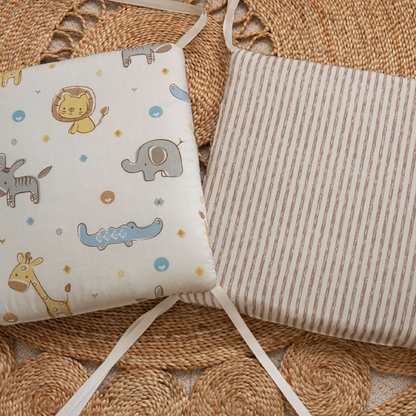 11.8 Inches 3D Cotton Fulfill Gauze A/B Side 3cm Thick with Ties For Crib - Stripe Animal