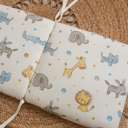 11.8 Inches 3D Cotton Fulfill Gauze A/B Side 3cm Thick with Ties For Crib - Stripe Animal