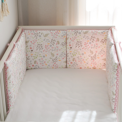 11.8 Inches 3D Cotton Fulfill Gauze A/B Side 3cm Thick with Ties For Crib - Swan Pink