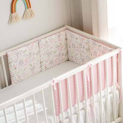 11.8 Inches 3D Cotton Fulfill Gauze A/B Side 3cm Thick with Ties For Crib - Swan Pink
