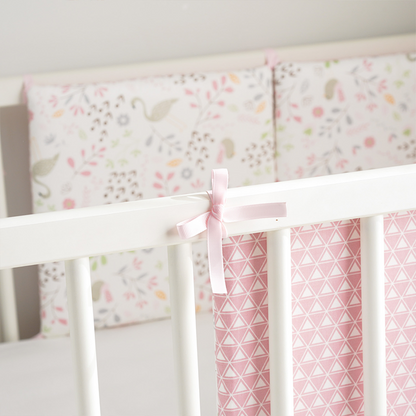 11.8 Inches 3D Cotton Fulfill Gauze A/B Side 3cm Thick with Ties For Crib - Swan Pink