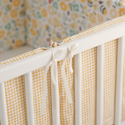 11.8 Inches 3D Cotton Fulfill Gauze A/B Side 3cm Thick with Ties For Crib - Yellow Flower