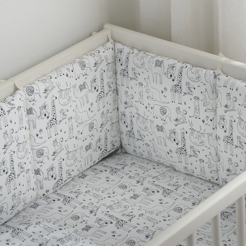11.8 Inches 3D Cotton Fulfill Gauze A/B Side 3cm Thick with Ties For Crib - Zoo