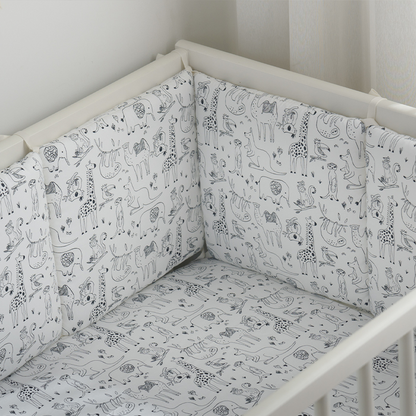 11.8 Inches 3D Cotton Fulfill Gauze A/B Side 3cm Thick with Ties For Crib - Zoo