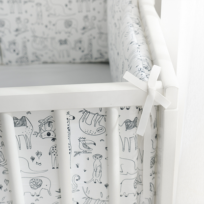 11.8 Inches 3D Cotton Fulfill Gauze A/B Side 3cm Thick with Ties For Crib - Zoo