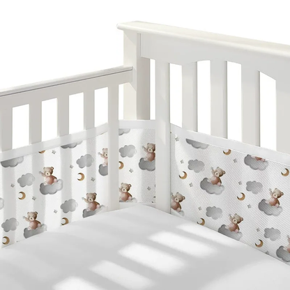 134*63 Inches Non-Padded Mesh Crib Liner 2 Pieces Set - Cloud Bear