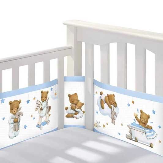 134*63 Inches Non-Padded Mesh Crib Liner 2 Pieces Set - Sweet Bear