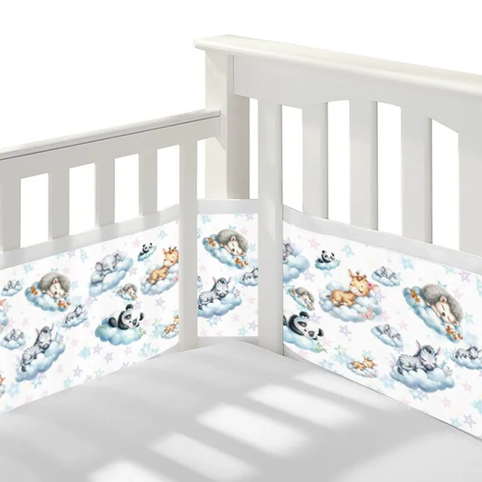 134*63 Inches Non-Padded Mesh Crib Liner 2 Pieces Set - Sleeping Animal