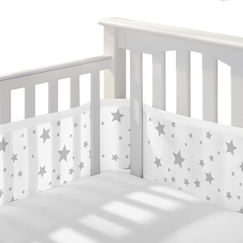 134*63 Inches Non-Padded Mesh Crib Liner 2 Pieces Set - Star
