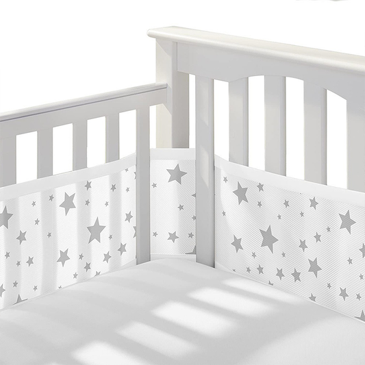 134*63 Inches Non-Padded Mesh Crib Liner 2 Pieces Set - Star