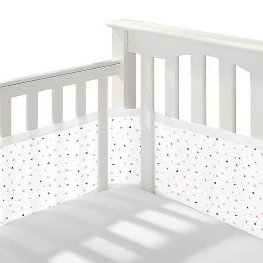 134*63 Inches Non-Padded Mesh Crib Liner 2 Pieces Set - Triangle